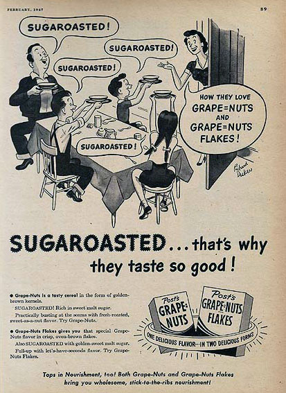 1947 Grape-Nuts Flakes And Grape-Nuts Ad