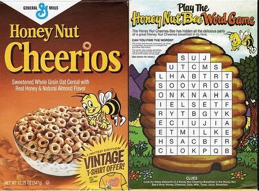 Honey Nut Cheerios Word Game Box