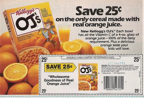 OJ's Cereal Coupon