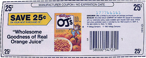 OJs Cereal Coupon