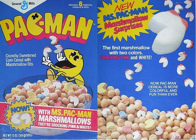 Ms. Pac-Man Marshmallows Box - Front & Back