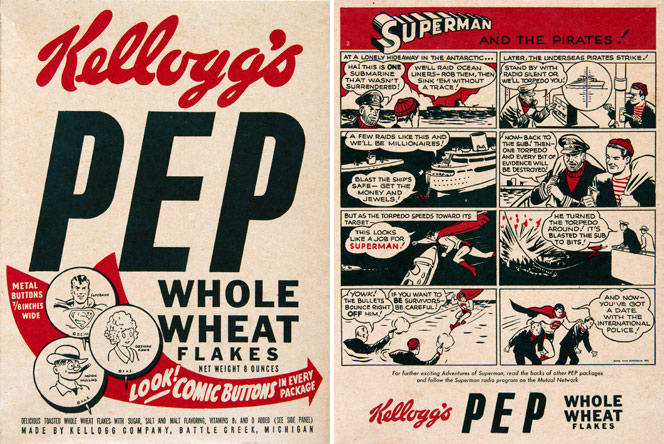 1940s Pep Cereal Box w/ Buttons
