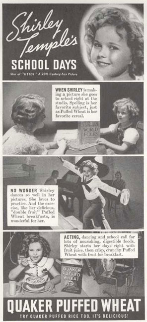 1937 Quaker Puffed Wheat Ad