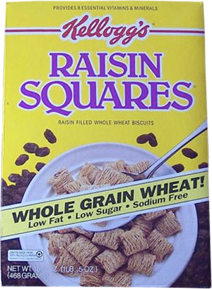 1984 Raisin Squares Cereal Box