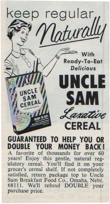 Old Uncle Sam Cereal Ad