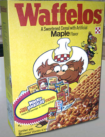 Wacky Packages Waffelos Cereal Box