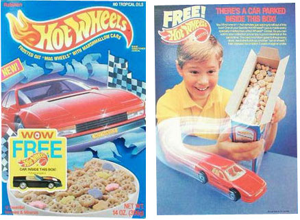 1990 Hot Wheels Cereal Box