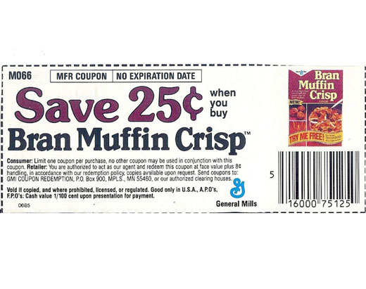 Bran Muffin Crisp Coupon