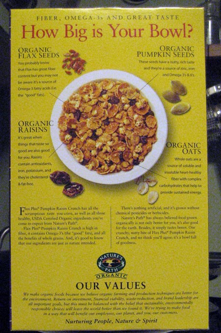 Flax Plus Pumpkin Raisin Crunch Box - Back