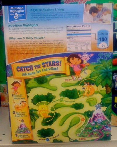 Dora Cereal Box Back - April 2009