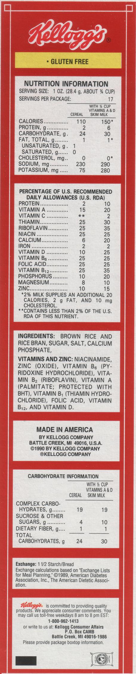 Kenmei Rice Bran Nutritional Info