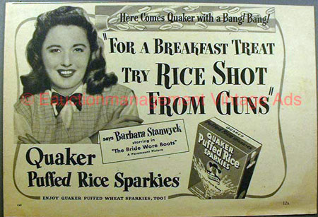 Barbara Stanwyck Sparkies Ad
