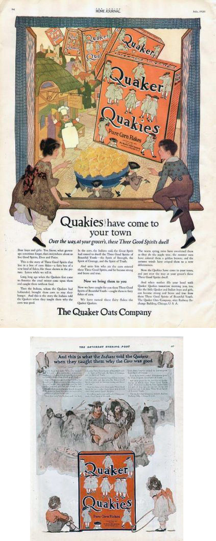 Two 1920 Quaker Quakie Ads