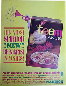 1963 Team Flakes Cereal Ad