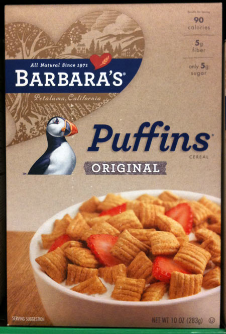 2010 Puffins Cereal Box