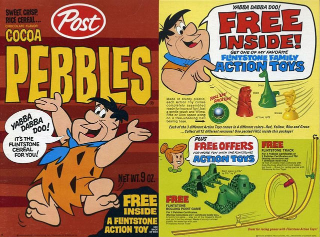 Cocoa Pebbles Box w/ Flintstone Toy