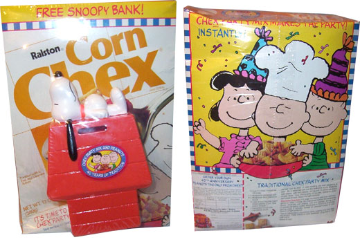 1986 Corn Chex Box With Snoopy Bank