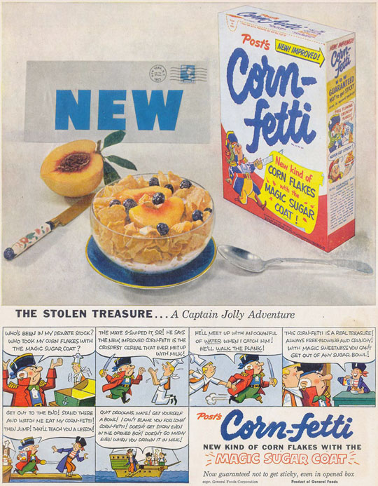 1953 Corn-fetti Cereal Ad