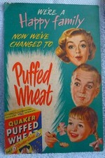 Puffed Wheat Cardboard Sign