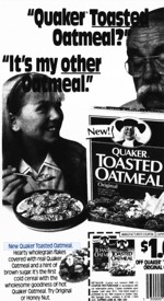 Quaker Toasted Oatmeal Wholegrain Flakes Coupon Vintage 1984 Print Ad