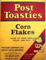 1935 Post Toasties Corn Flakes Box