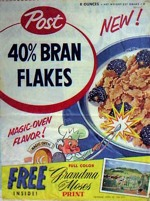 Post 40% Bran Flakes Box - Grandma Moses