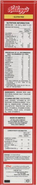 Kenmei Rice Bran Nutritional Info